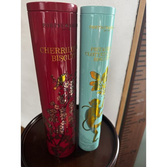 FORTNUM & MASON set of 2 Pistachio Clotted Cream, Cherrilossus Tins Collectible - Picture 1 of 9